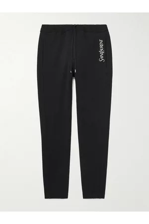 Saint Laurent Tapered Logo-Embroidered Cotton-Jersey Sweatpants