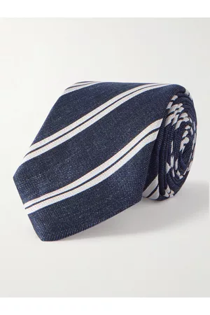 CANALI Men Neckties - 8cm Striped Silk and Linen-Blend Tie