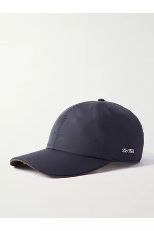 Z Zegna Men Caps - Zephir Leather-Trimmed Logo-Appliquéd Shell Baseball Cap