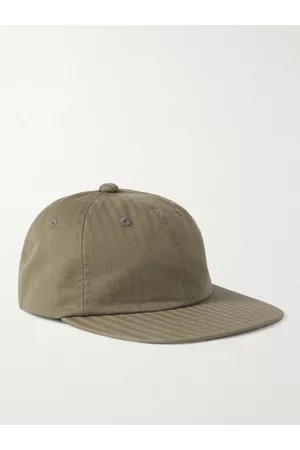 Beams Logo-Embroidered Leather-Trimmed Herringbone Cotton Cap