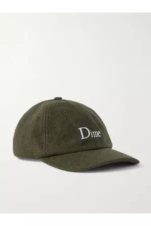 DIME Men Caps - Logo-Embroidered Leather-Trimmed Felt Baseball Cap