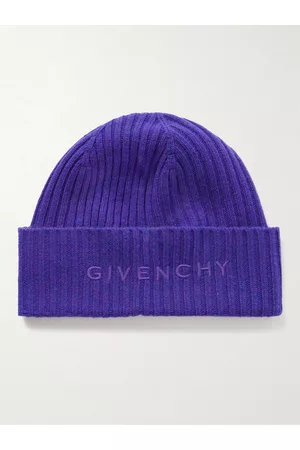 Givenchy Men Beanies - Logo-Embroidered Ribbed Wool and Cashmere-Blend Beanie