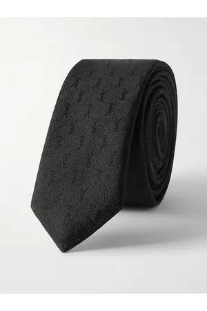 Saint Laurent Men Neckties - 4cm Logo-Jacquard Silk Tie