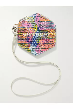 Givenchy (b).STROY Printed Logo-Jacquard Denim Wallet with Leather Lanyard