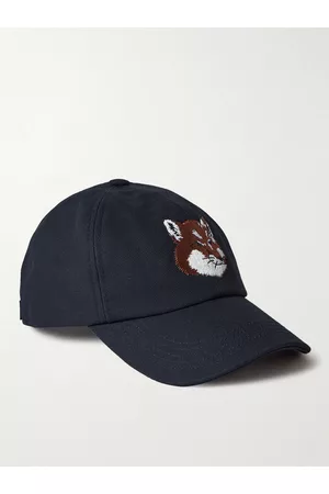 Maison Kitsuné Men Caps - Logo-Embroidered Cotton-Blend Twill Baseball Cap