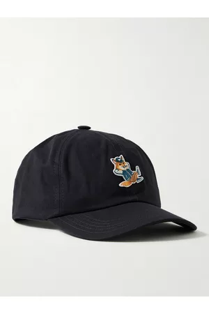 Maison Kitsuné Men Caps - Logo-Appliquéd Cotton-Twill Baseball Cap