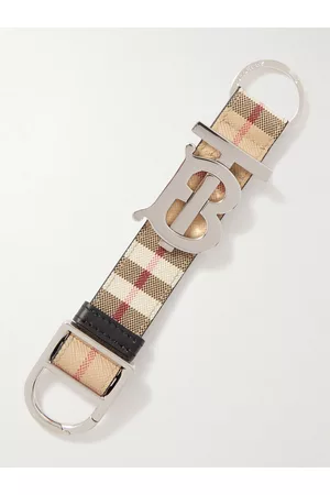 Burberry Checked Leather-Trimmed Cotton-Blend Canvas Keyring