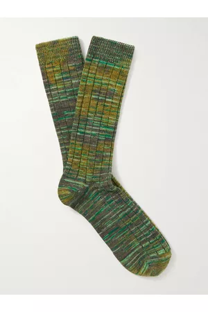 ANONYMOUS ISM Tie-Dyed Ribbed-Knit Cotton-Blend Socks