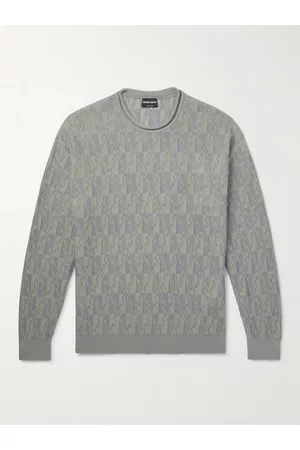 Armani Slim-Fit Jacquard-Knit Cotton and Cashmere-Blend Sweater