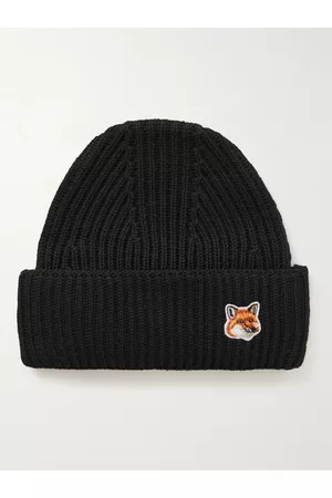 Maison Kitsuné Logo-Appliquéd Ribbed Wool Beanie
