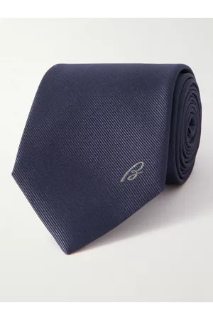 BRIONI Men Neckties - 8cm Logo-Embroidered Silk-Twill Tie