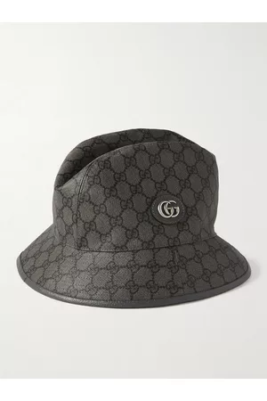 Gucci Leather-Trimmed Monogrammed Coated Cotton-Blend Canvas Fedora