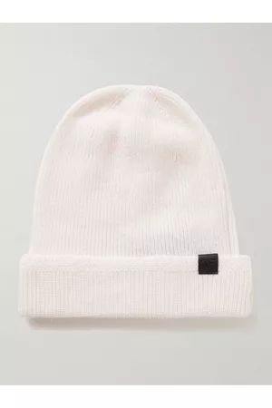 Tom Ford Men Beanies - Leather-Trimmed Ribbed Cashmere Beanie