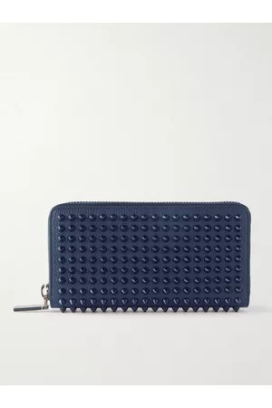 Christian Louboutin Spiked Full-Grain Leather Zip-Around Wallet