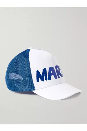 Marni Men Caps - Logo-Print Cotton-Twill and Mesh Trucker Cap