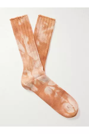 ANONYMOUS ISM Ribbed Tie-Dyed Cotton-Blend Socks