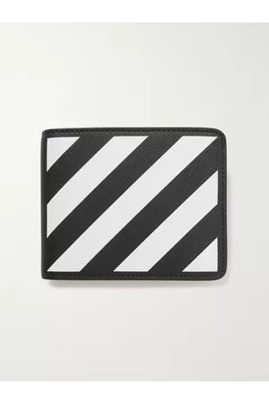 OFF-WHITE Striped Logo-Print Saffiano Leather Billfold Wallet