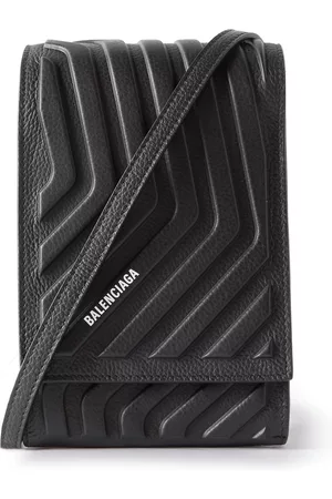 Balenciaga Logo-Print Embossed Full-Grain Leather Messenger Bag - Men