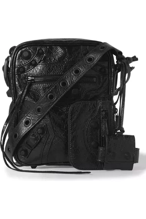 Balenciaga Le Cagole Cracked-Leather Messenger Bag - Men