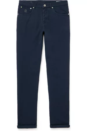 Brunello Cucinelli Straight-Leg Logo-Embroidered Cotton-Gabardine Trousers - Men - - IT 44