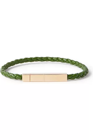 Bottega Veneta Braided Leather and Gold-Plated Bracelet - Men - - L