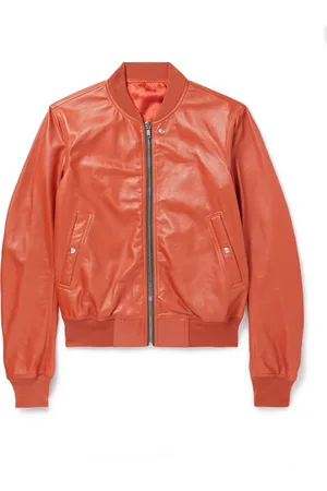 Orange leather hotsell jacket mens