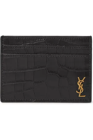 Saint Laurent Logo-Appliqu??d Croc-Effect Leather Cardholder - Men