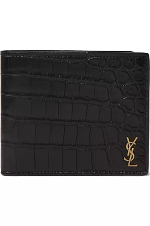 Saint Laurent Logo-Appliqu??d Croc-Effect Leather Billfold Wallet - Men