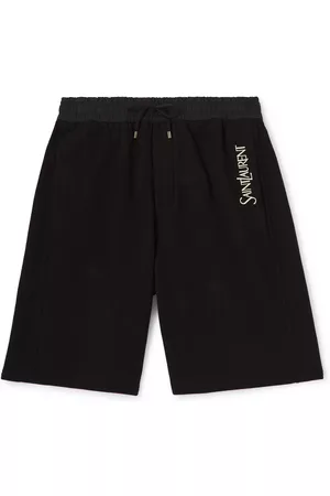 Saint Laurent Straight-Leg Logo-Embroidered Cotton-Jersey Drawstring Shorts - Men - - L