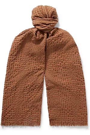 Loro Piana Frayed Checked Wool-Blend Seersucker Scarf - Men