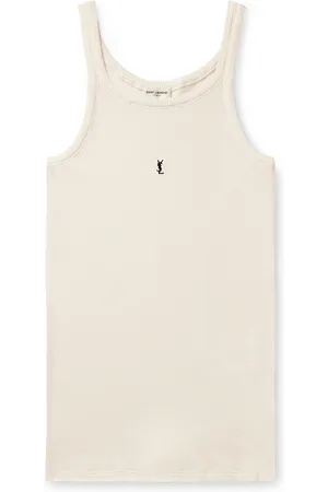 Saint Laurent Slim-Fit Logo-Embroidered Ribbed Cotton-Jersey Tank Top - Men - - S