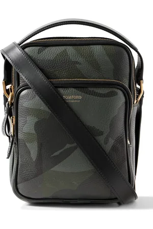 Tom Ford Glossed Croc-effect Leather Pouch - Men - Black Bags