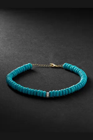 Mateo Gold, Turquoise and Diamond Beaded Bracelet - Men