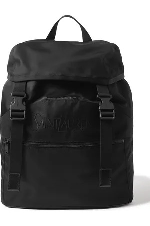 Saint Laurent Logo-Embroidered Leather-Trimmed Shell Backpack - Men