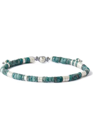 M. COHEN Lazuli Sterling Silver Turquoise Beaded Bracelet - Men - - L