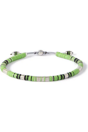 M. COHEN Rizon Sterling Silver, Vinyl and Cord Bracelet - Men - - L