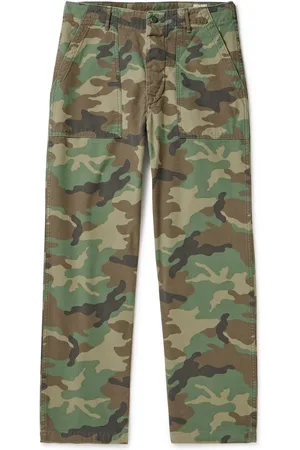 Slim-Fit Straight-Leg Embroidered Camouflage-Print Cotton-Canvas Cargo  Trousers