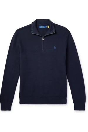 Ralph Lauren Logo-Embroidered Honeycomb-Knit Cotton Half-Zip Sweater - Men - - XS