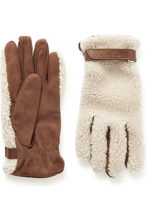 Loro Piana Leather-Trimmed Suede and Shearling Gloves - Men - - M