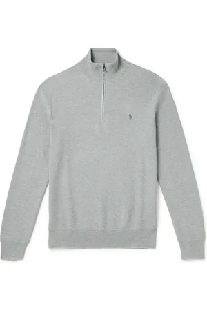 Ralph Lauren Logo-Embroidered Honeycomb-Knit Cotton Half-Zip Sweater - Men - - S