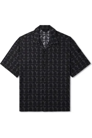 Moncler Camp-Collar Logo-Print Cotton-Poplin Shirt - Men - - S