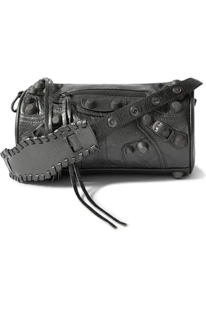 Balenciaga Le Cagole Studded Metallic Crinkled-Leather Messenger Bag - Men
