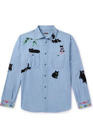KAPITAL Embroidered Cotton-Chambray Shirt - Men - - 2