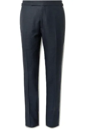 Tom Ford Shelton Slim-Fit Straight-Leg Wool, Mohair, Linen and Silk-Blend Trousers - Men - - IT 50