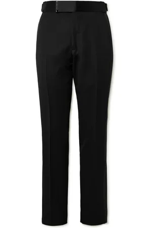 Tom Ford Straight-Leg Belted Satin-Trimmed Wool and Mohair-Blend Tuxedo Trousers - Men - - IT 50