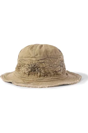 KAPITAL The Old Man and the Sea Buckled Distressed Cotton-Twill Bucket Hat - Men