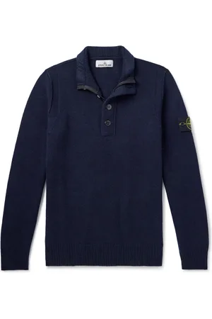Stone Island Logo-Appliqu??d Wool-Blend Half-Placket Sweater - Men - - XL