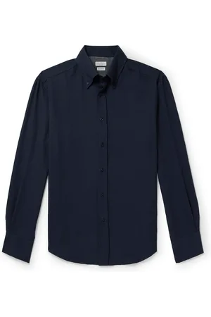 Brunello Cucinelli Slim-Fit Button-Down Collar Cotton and Cashmere-Blend Shirt - Men - - M