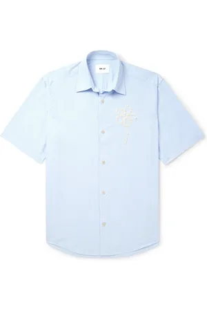 NN.07 Freddy 5973 Embroidered Striped Cotton-Poplin Shirt - Men - - S