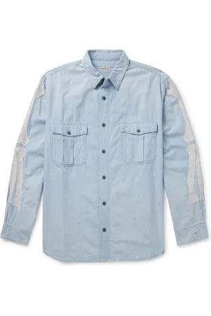 KAPITAL Embroidered Cotton-Chambray Shirt - Men - - 4